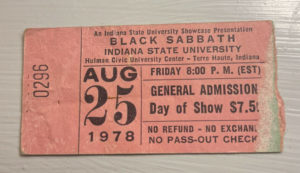 8/25/1978 Black Sabbath / Van Halen ticket