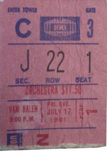 7/17/1981 Van Halen ticket