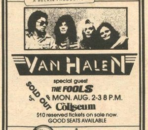 8/2/1981 Van Halen concert ad