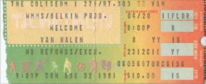 8/2/1981 Van Halen Ticket