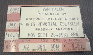 9/28/1981 Van Halen ticket