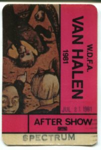7/21/1981 Van Halen pass