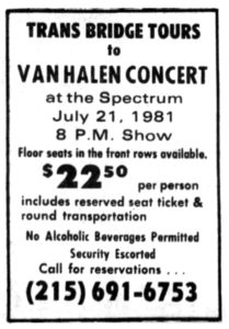 7/21/1981 Van Halen ad