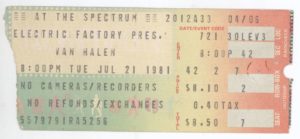 7/21/1981 Van Halen ticket