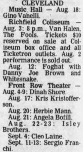 8/2/1981 Richfield Coliseum - Cleveland, OH