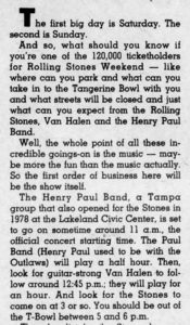 10/24 + 10/25/1981 Van Halen w The Rolling Stones