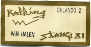 10/25/1981 Van Halen backstage pass