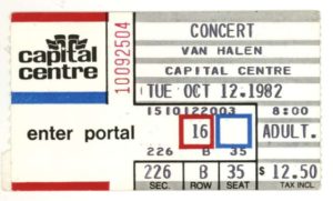 10/12/1982 Van Halen ticket