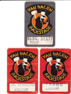 3/20/1984 Van Halen backstage passes