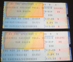 3/20/1984 Van Halen ticket - Philadelphia Spectrum