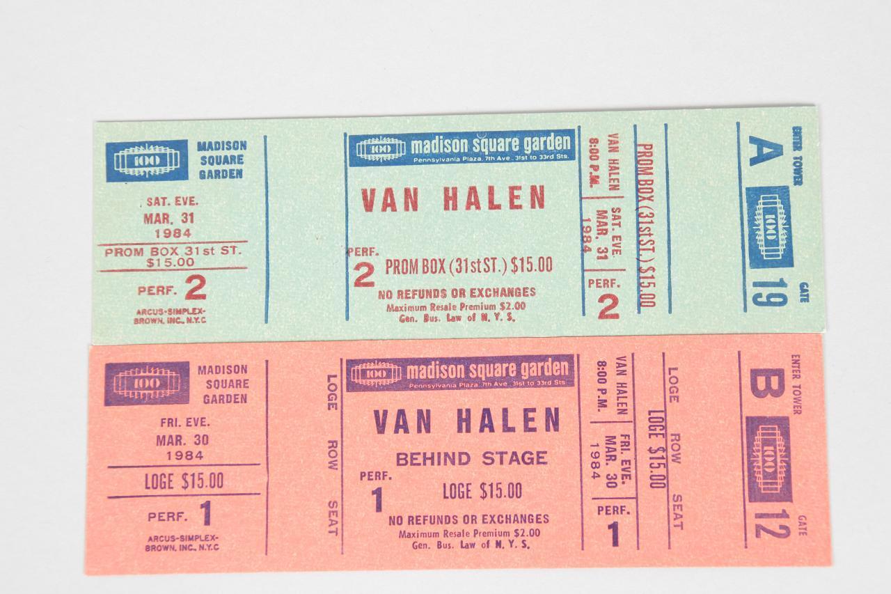 3/30/1980 Van Halen ticket