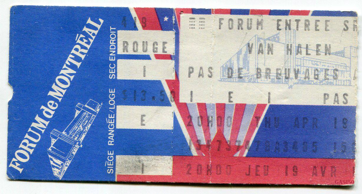 4/19/1984 Van Halen ticket
