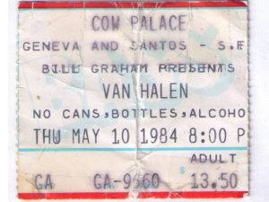 5/10/1984 Van Halen Ticket