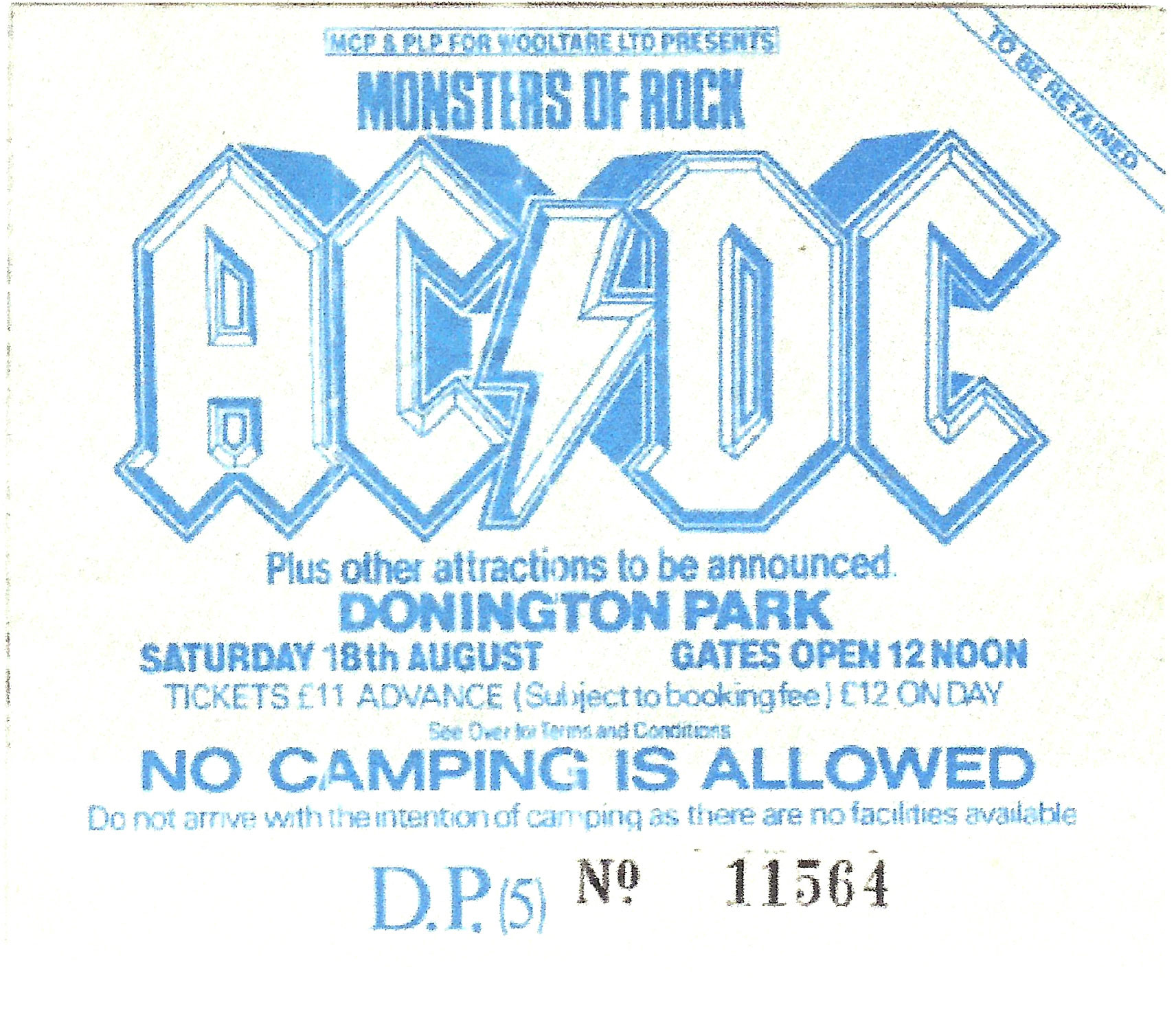 8/18/1984 Van Halen ticket Monsters of Rock