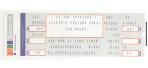 3/21/1984 Van Halen Ticket at The Spectrum