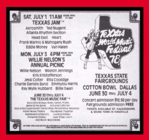 7/1/1978 Van Halen Texxas Jam - flyer
