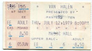 7/12/1979 Van Halen ticket