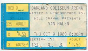 10/9/1980 Van Halen ticket