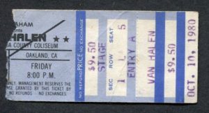 10/10/1980 Van Halen ticket - Oakland, CA