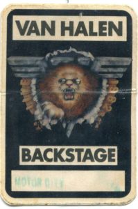 8/13/1982 Van Halen backstage pass