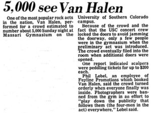 3/30/1980 Van Halen in Pueblo, CO