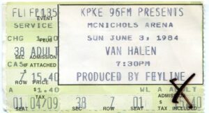 Van Halen ticket 6/3/1984 - Denver, CO